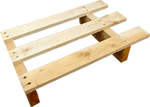 Très petite palette en bois de 60x40 cm avec une structure à chevrons.